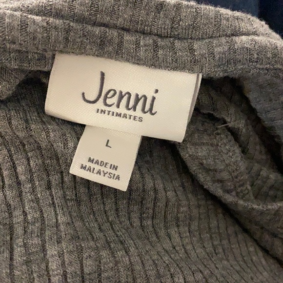 Jenni intimates gray ribbed v-neck long sleeve sleep shirt size large - Picture 8 of 8